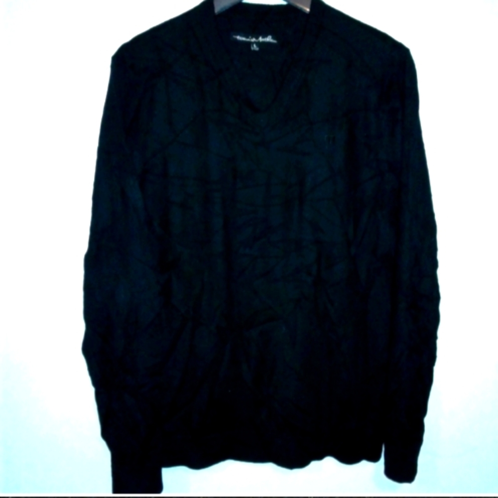 Travis Mathew Merino wool blend V Neck Sweater Mens L Black Golf Casual